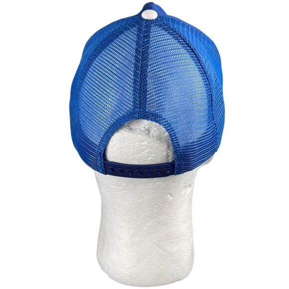 Vintage 90s Bricklayers #5 Cleveland Ohio Blue Trucker Hat Made In USA Snapback - Picture 3 of 7